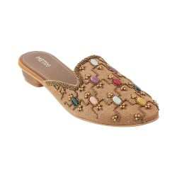 Women Antic-gold Ethnic Slip Ons