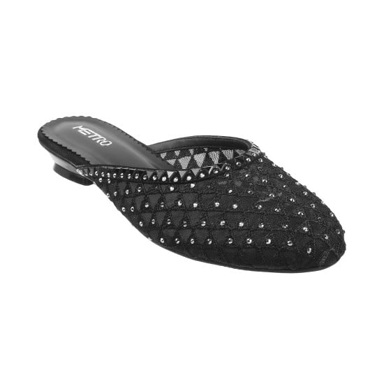 Women Black Wedding Slip Ons