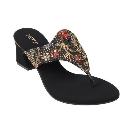 Women Black Ethnic Slip Ons