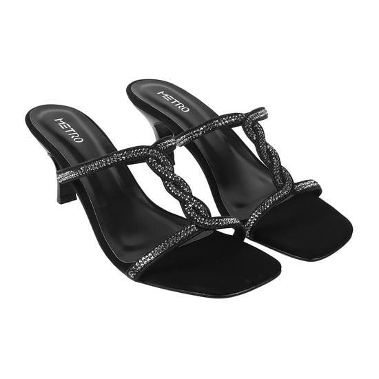 Women Black Party Slip Ons