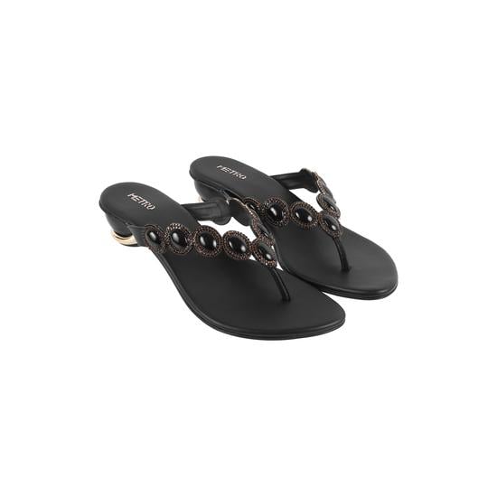 Women Black Ethnic Slip Ons