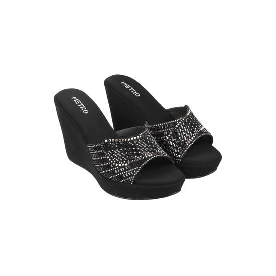 Women Black Party Slip Ons