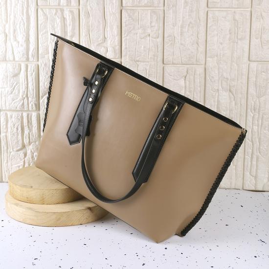 Women Beige Tote Bag