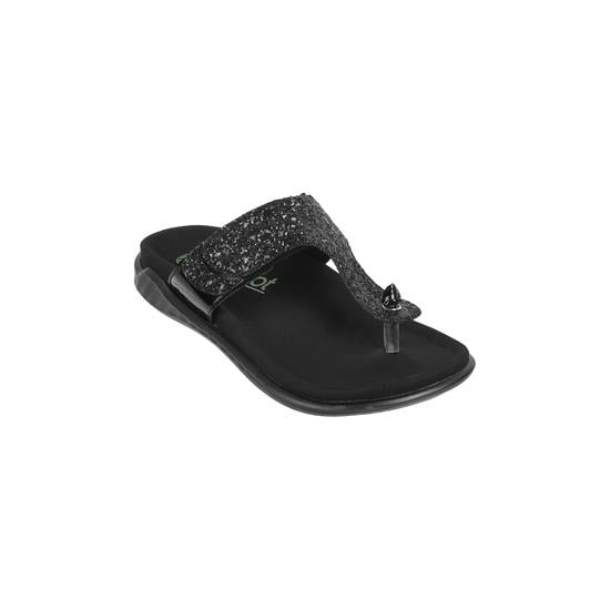 Women Black-multi Casual Slippers