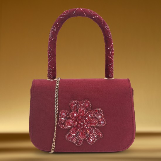 Women Maroon Evening Bag