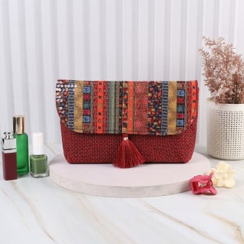 Walkway Women Maroon Clutch(SKU: 38-130-44-10)