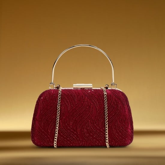Women Maroon Evening Bag
