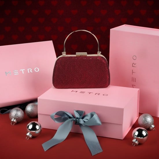 Women Maroon Evening Bag