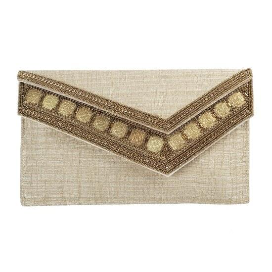 Metro Antique-Gold Womens Bags Envelope Clutch