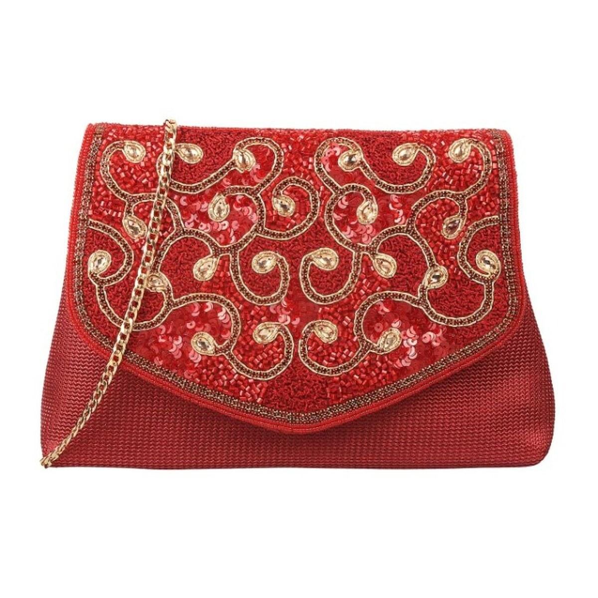 Buy PURSEO Party, Women's/Girls Casual Red Clutch Bag Purse Handbag Wedding  Bridal Gathering Functions (Gold,Maroon) Online at Best Prices in India -  JioMart.