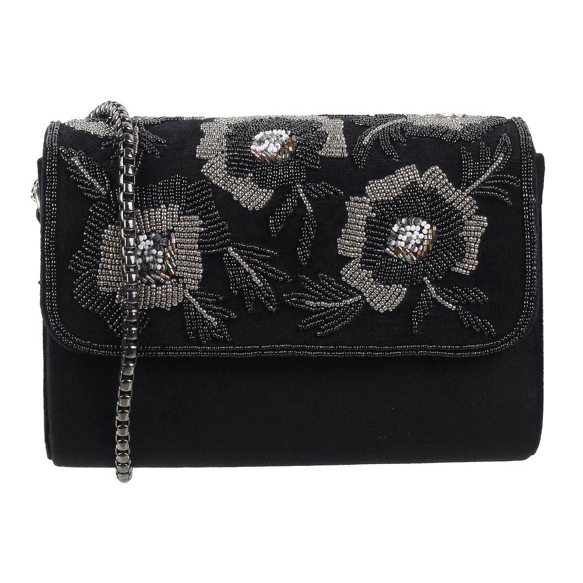 Buy Online Ava&Lina Silk Satin Minaudiere Black Evening Handbag