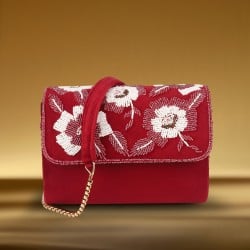 Women Maroon Evening Bag