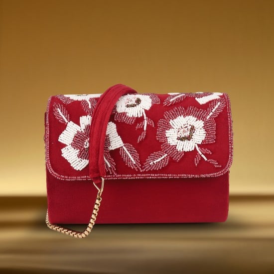 Women Maroon Evening Bag