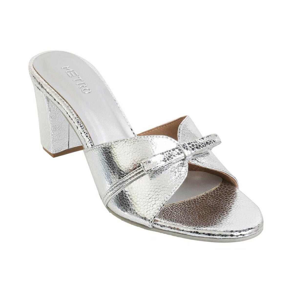 Silver Diamanté 2 Part Block Heel Sandals | New Look
