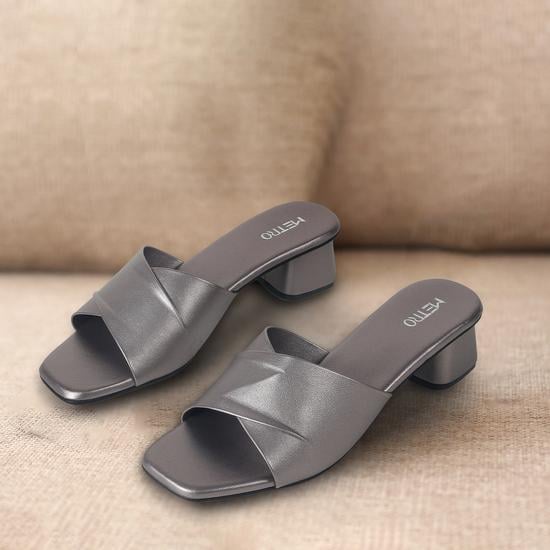 Women Gun-Metal Casual Slip Ons