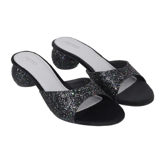 Women Black Party Slip Ons