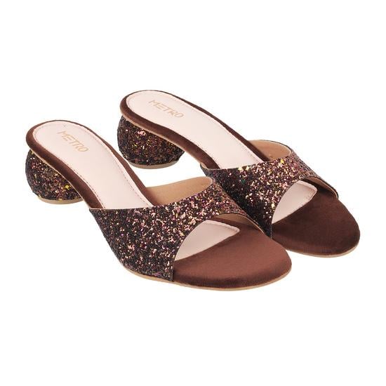 Women Bronze Party Slip Ons