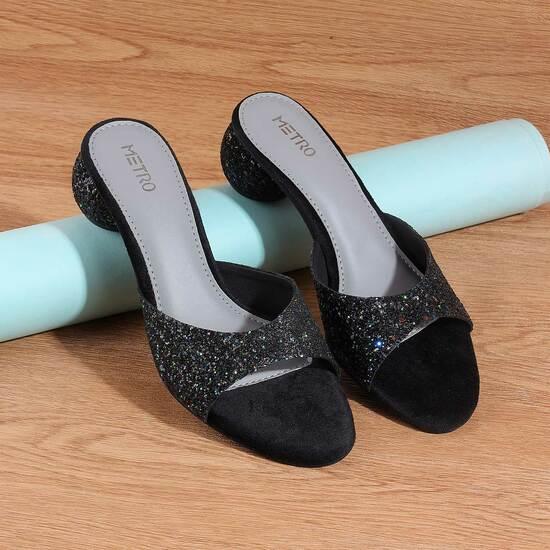 Women Black Party Slip Ons