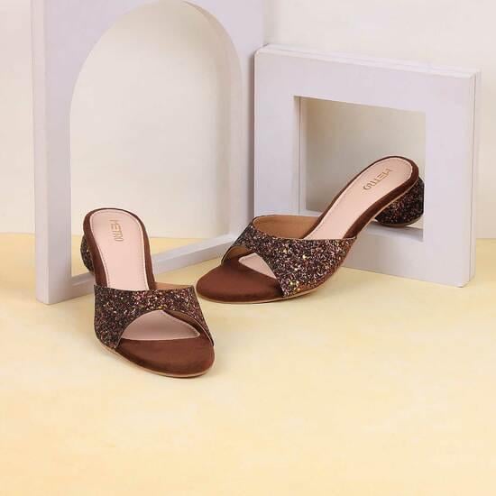 Women Bronze Party Slip Ons