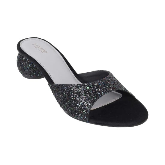 Women Black Party Slip Ons