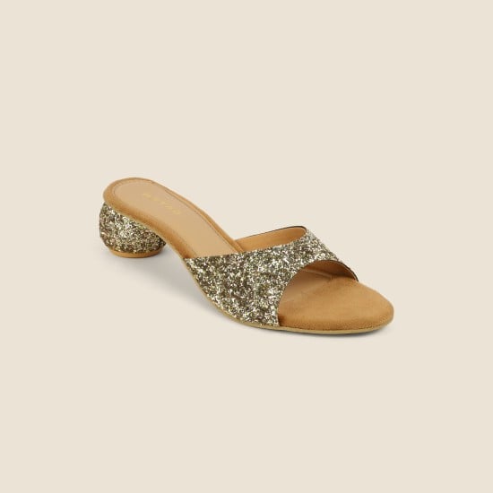 Women Gold Party Slip Ons