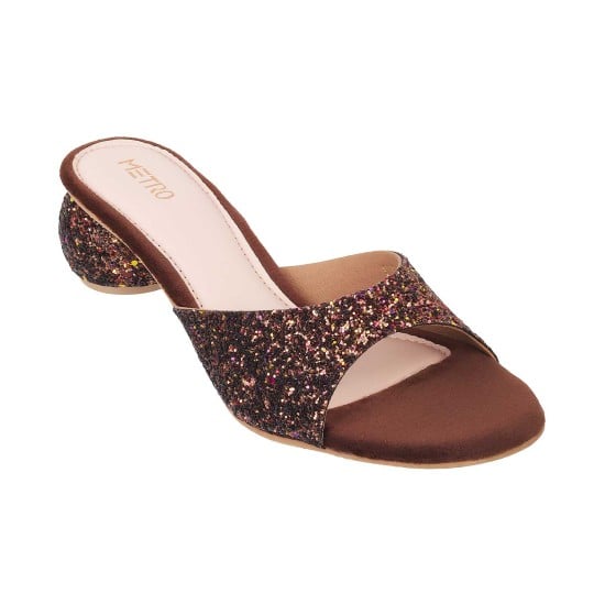 Women Bronze Party Slip Ons