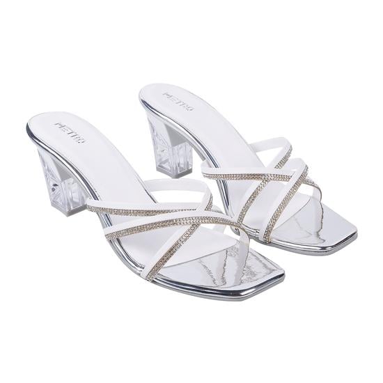 Women White Party Slip Ons