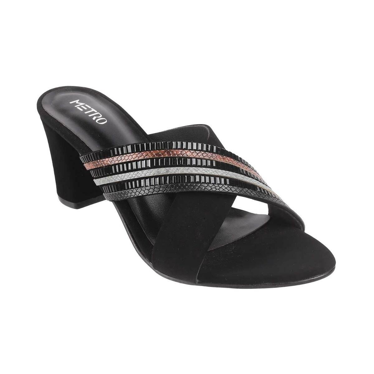 Aishan Black Platform High Heel Slide Sandals
