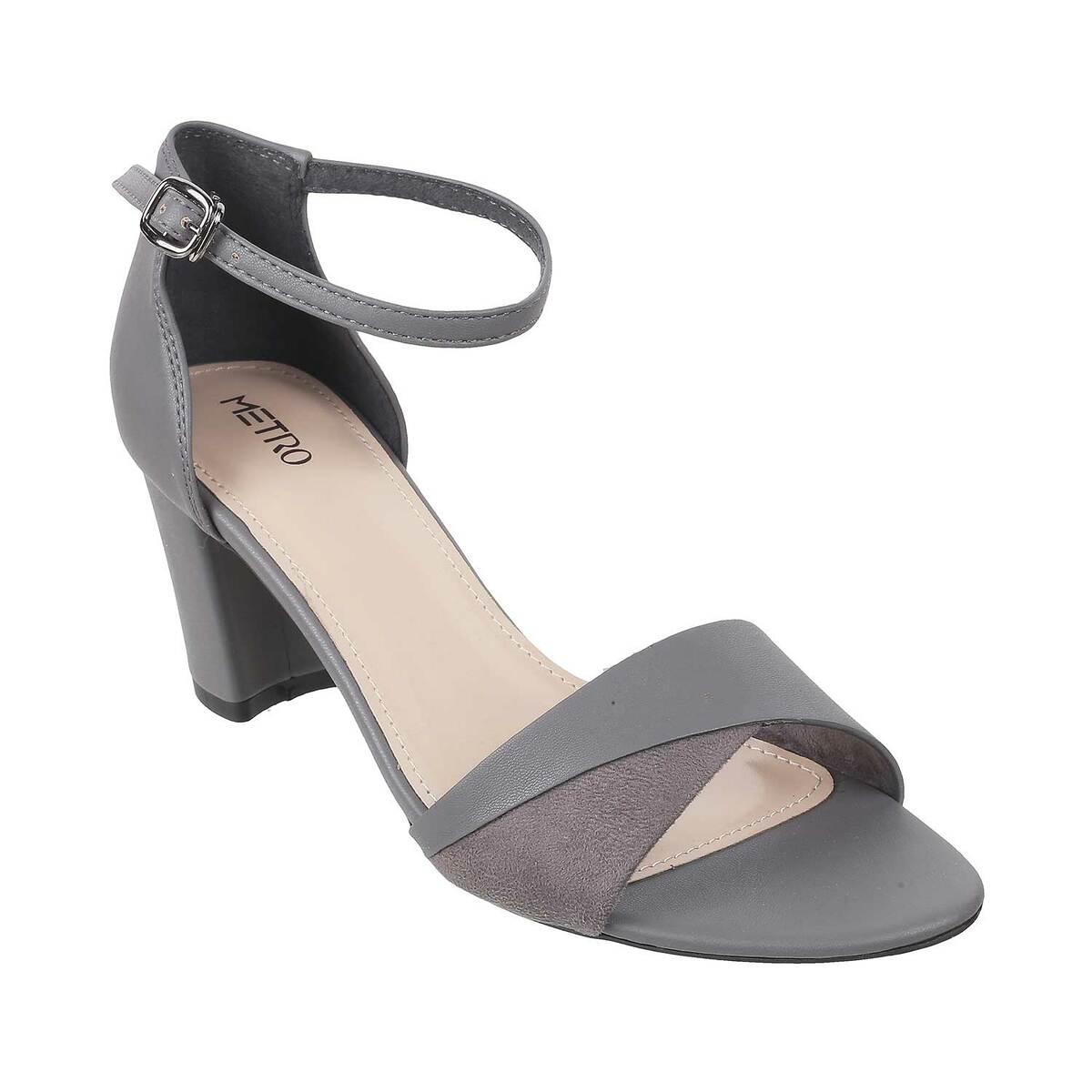 Ladies grey hot sale heeled sandals