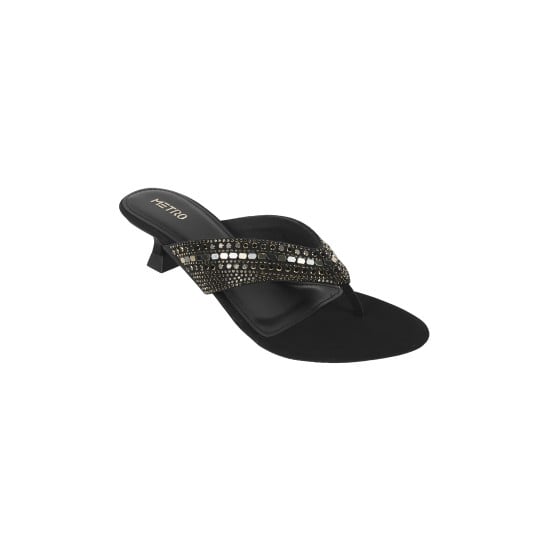 Women Black Ethnic Slip Ons
