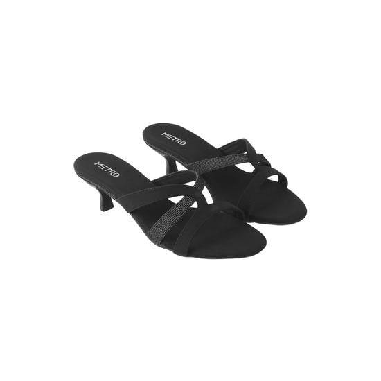 Women Black Party Slip Ons