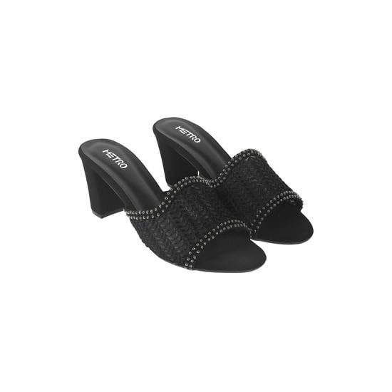 Women Black Ethnic Slip Ons