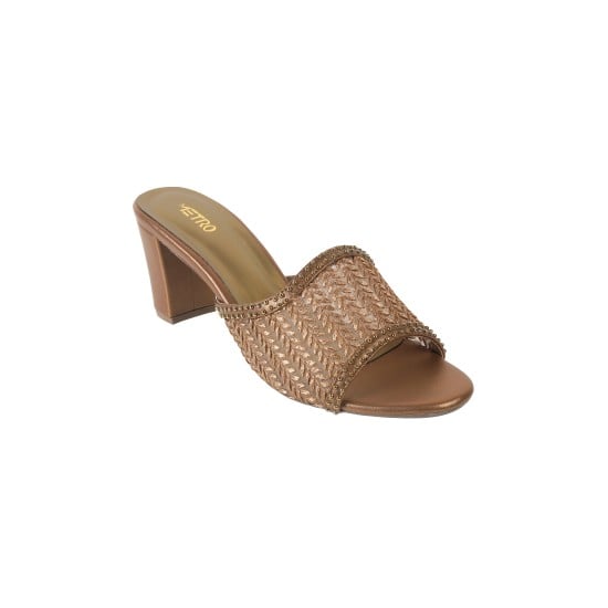 Women Antique-Gold Ethnic Slip Ons