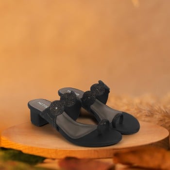 Metro Women Black Ethnic Slip Ons(SKU: 40-319-11-36)