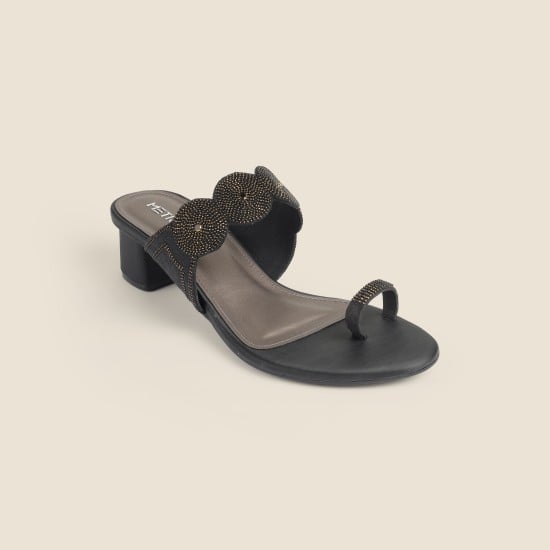 Women Black Ethnic Slip Ons