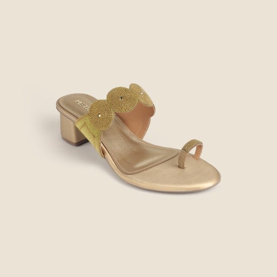 Women Antic-gold Ethnic Slip Ons