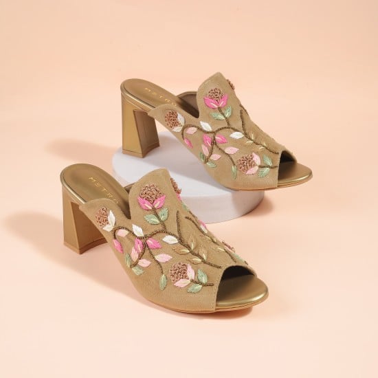 Women Antic-gold Ethnic Slip Ons