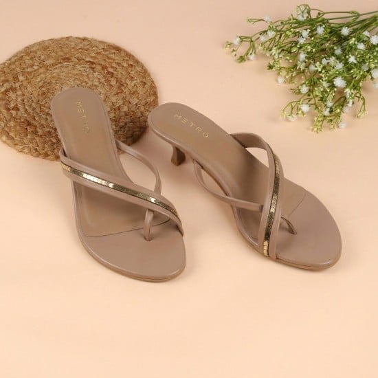 Women Beige-red Casual Slip Ons