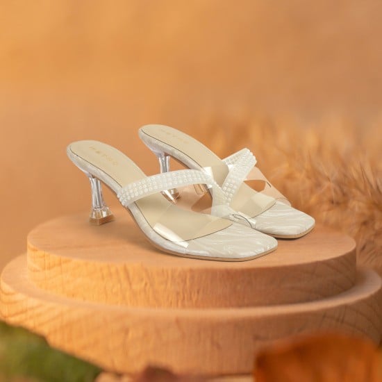 Women Beige Party Slip Ons