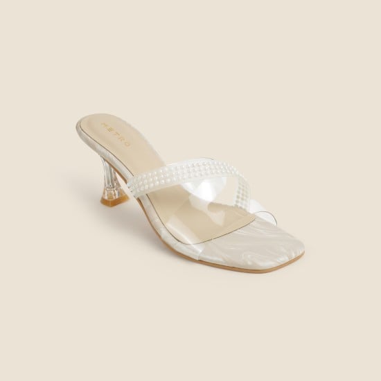 Women Beige Party Slip Ons