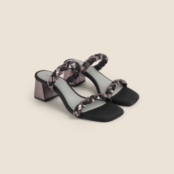 Metro Women Gun-metal Party Slip Ons(SKU: 40-370-29-36)
