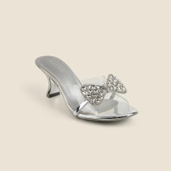 Women Silver Party Slip Ons