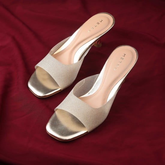 Women Gold Party Slip Ons