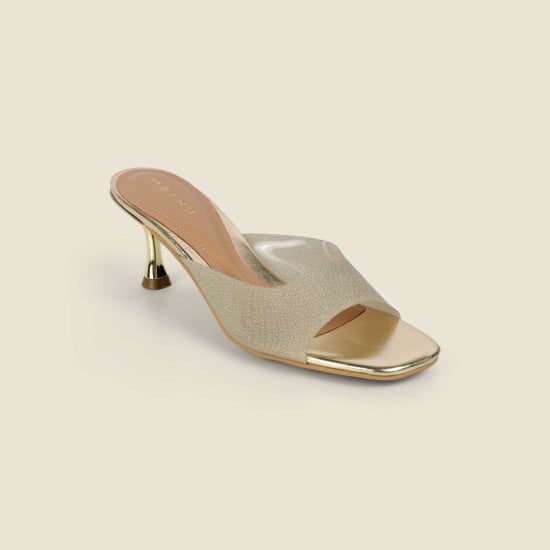 Women Gold Party Slip Ons