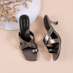 Women Gun-metal Casual Slip Ons