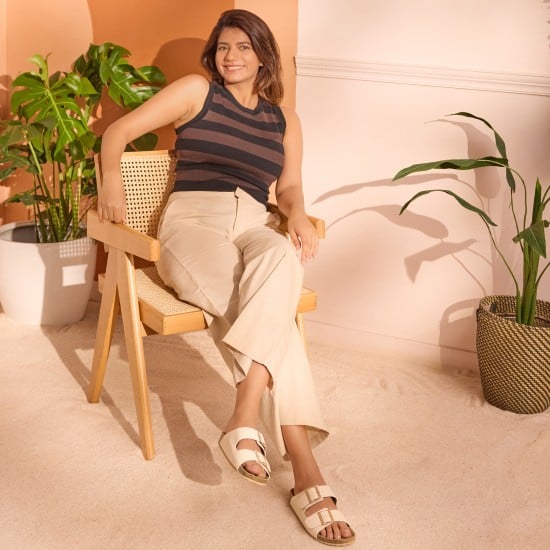 Women Beige Casual Slip Ons