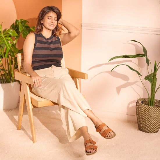 Women Tan Casual Slip Ons