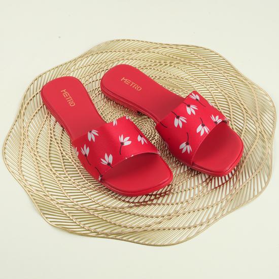 Women Red Casual Slip Ons