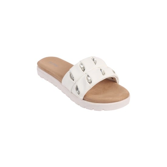 Women White Casual Slip Ons