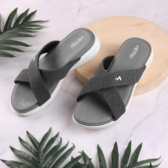 Women Grey Casual Slippers